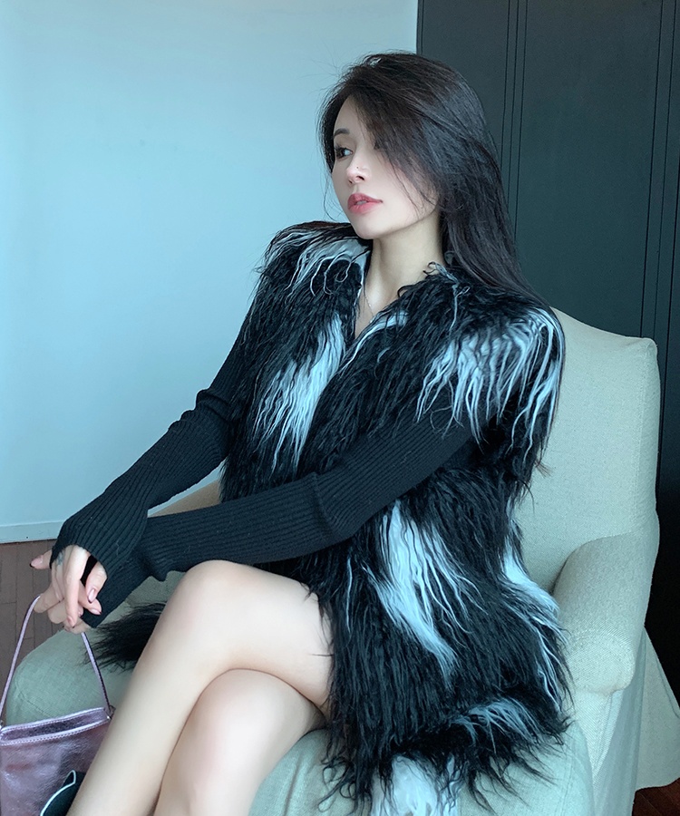 Hairy fashion fur coat all-match autumn and winter coat