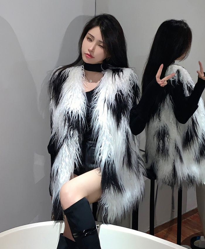 Hairy fashion fur coat all-match autumn and winter coat