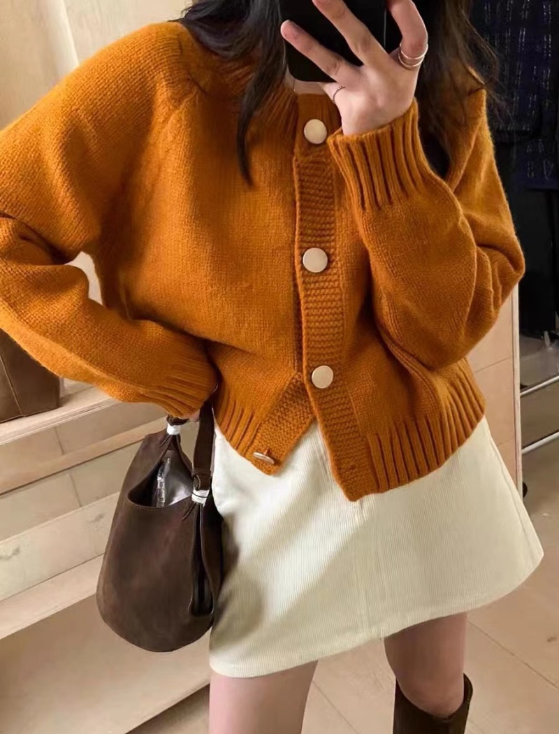 Knitted European style coat brushed cardigan for women