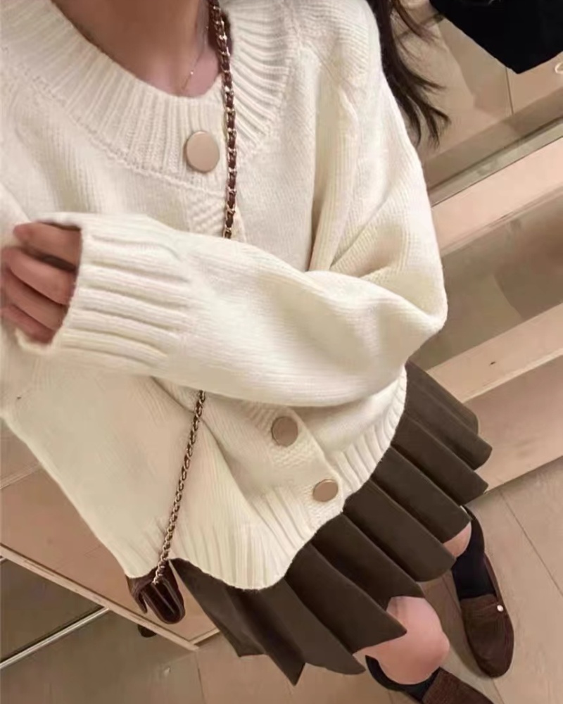 Knitted European style coat brushed cardigan for women