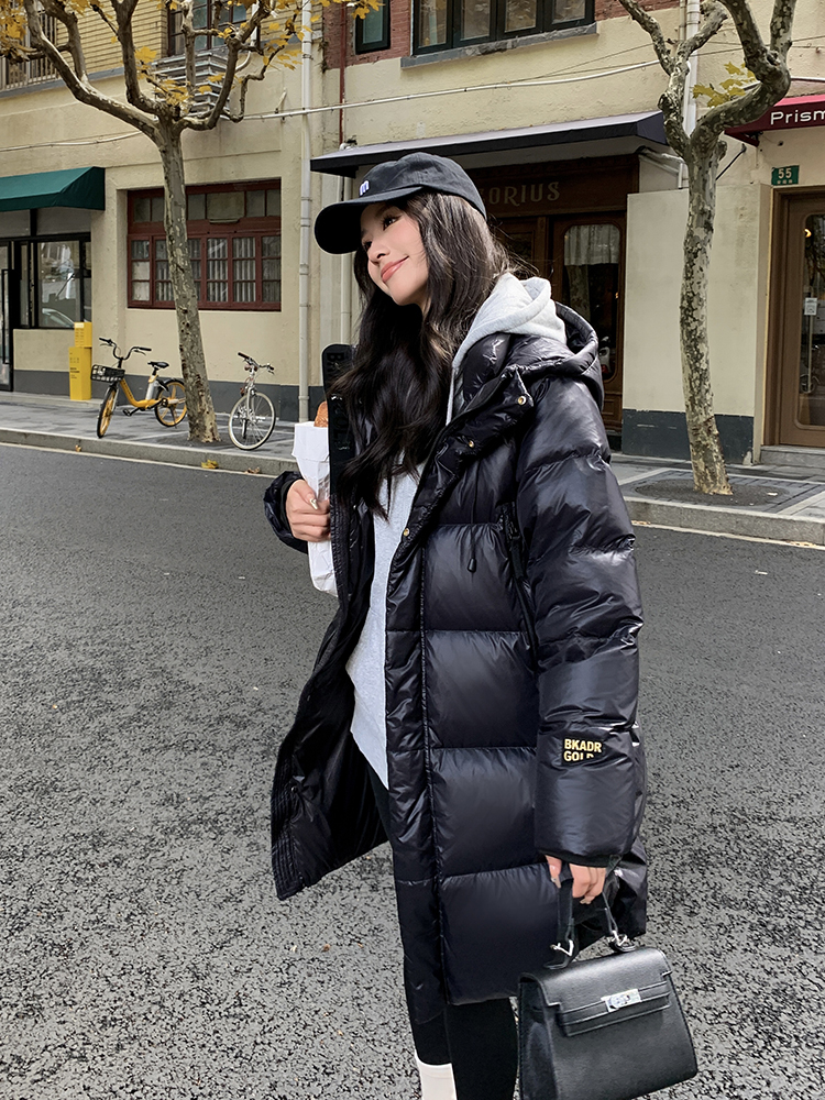 Hooded long thermal down coat winter couples coat