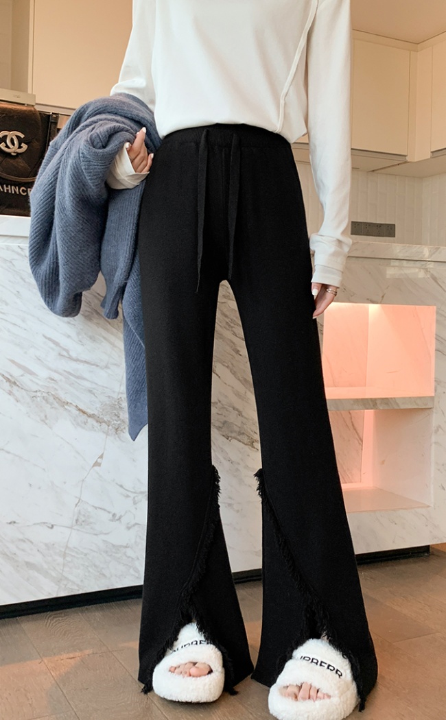 Knitted wide leg pants Casual long pants for women