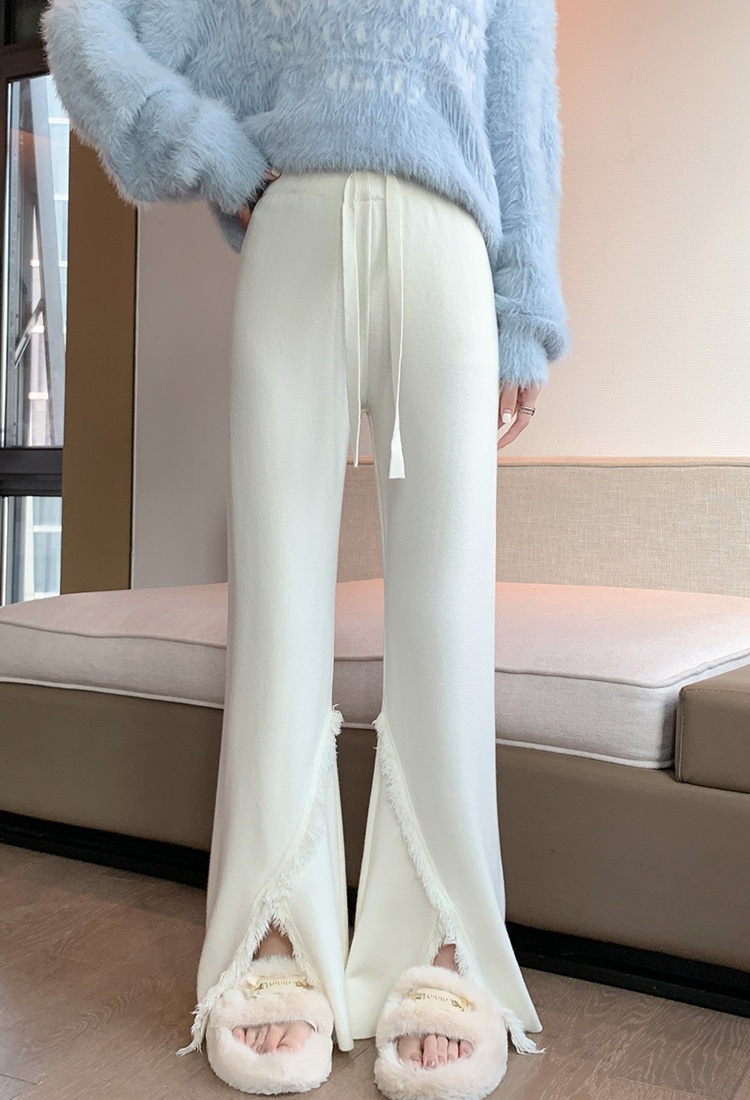 Knitted wide leg pants Casual long pants for women