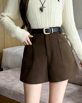 With belt shorts wide leg pants for women