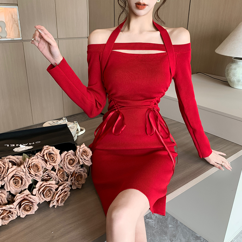 Autumn and winter package hip dress for women