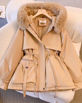 Slim pinched waist cotton coat long coat for women