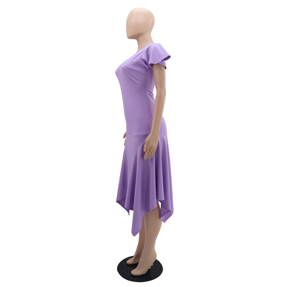 Skirt hem European style high waist dress for women