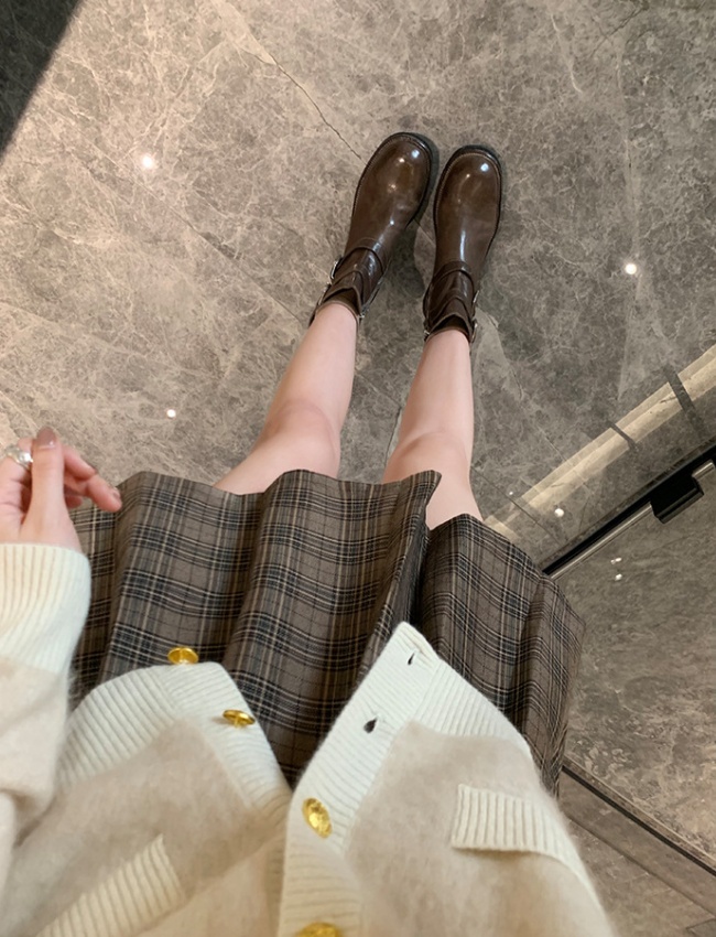 Fashion boots leather buckle short boots for women