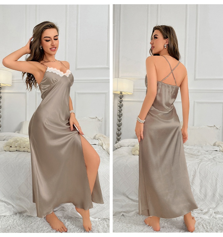 Sexy homewear night dress satin long skirt for women