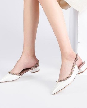 Thick pointed slippers high-heeled rivet high-heeled shoes