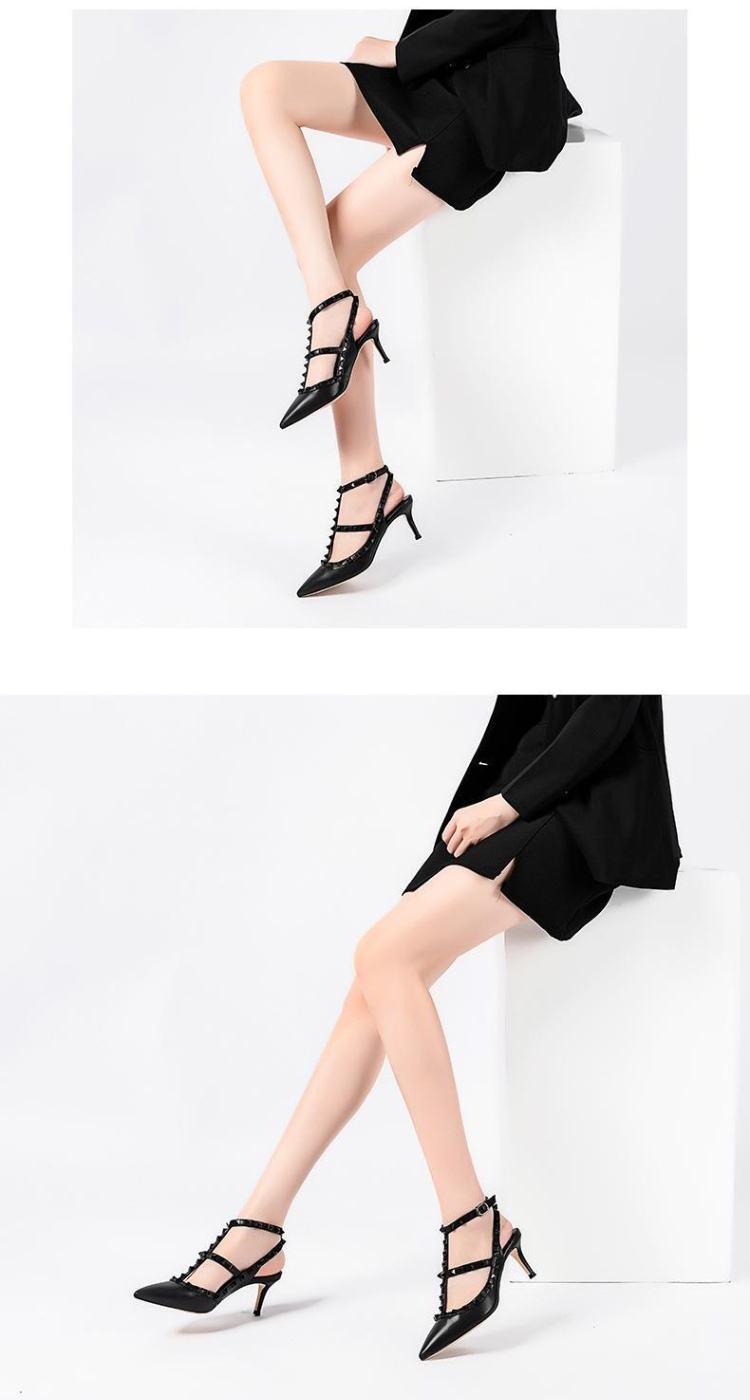 Pointed fine-root high-heeled shoes rome rivet sandals