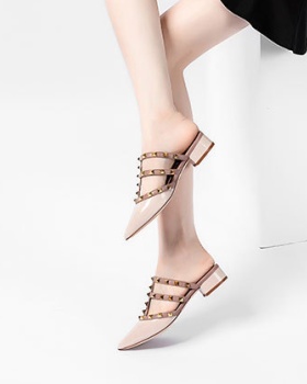 Wears outside high-heeled lazy shoes spring slippers for women
