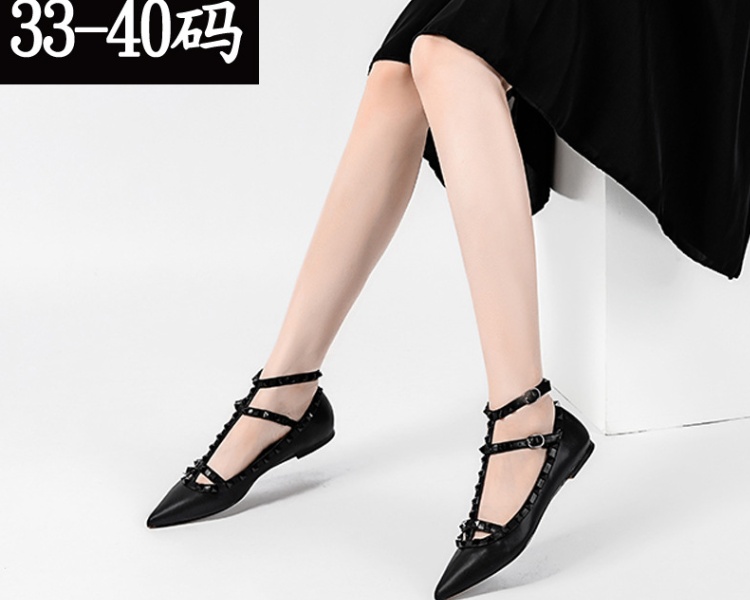 Bandage flat shoes pointed flattie for women