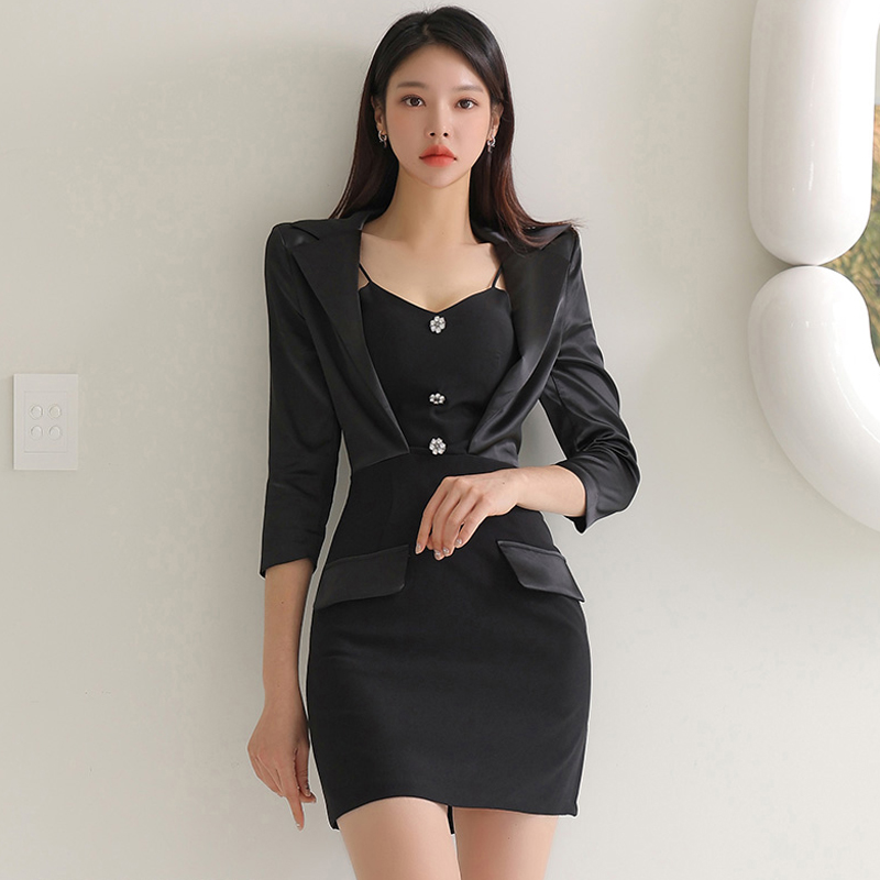 Korean style slim dress splice business suit for women