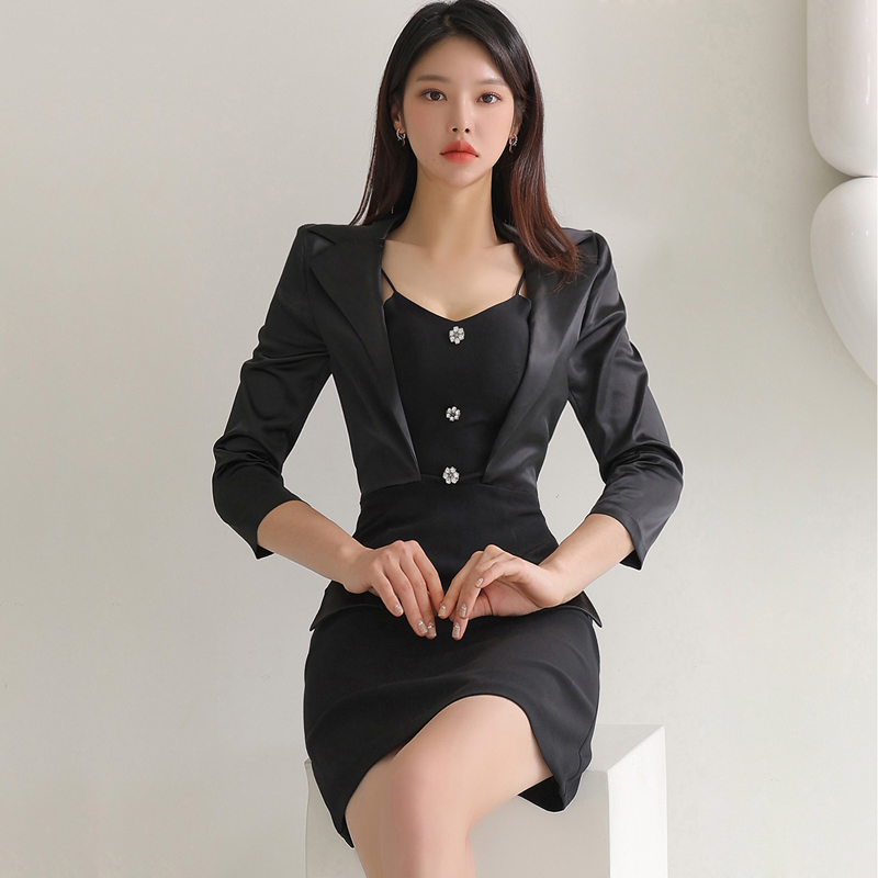 Korean style slim dress splice business suit for women