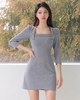 Korean style short sleeve autumn dress for women