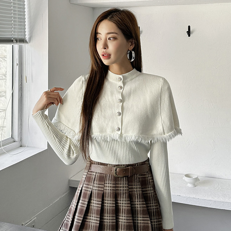Korean style bottoming shirt knitted cloak for women
