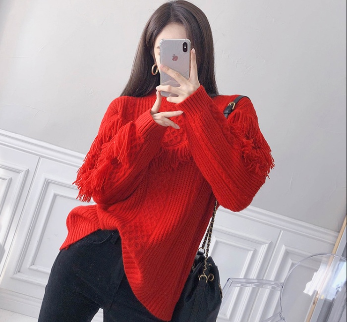 Simple knitted slim Korean style loose all-match pure sweater