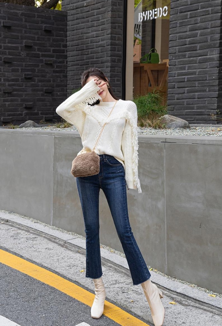 Simple knitted slim Korean style loose all-match pure sweater