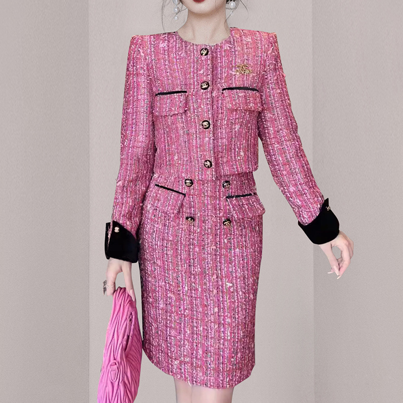 Package hip woolen coat skirt 2pcs set for women