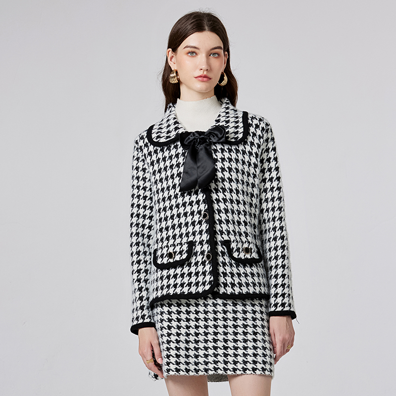 Chanelstyle classic coat small lapel skirt 2pcs set