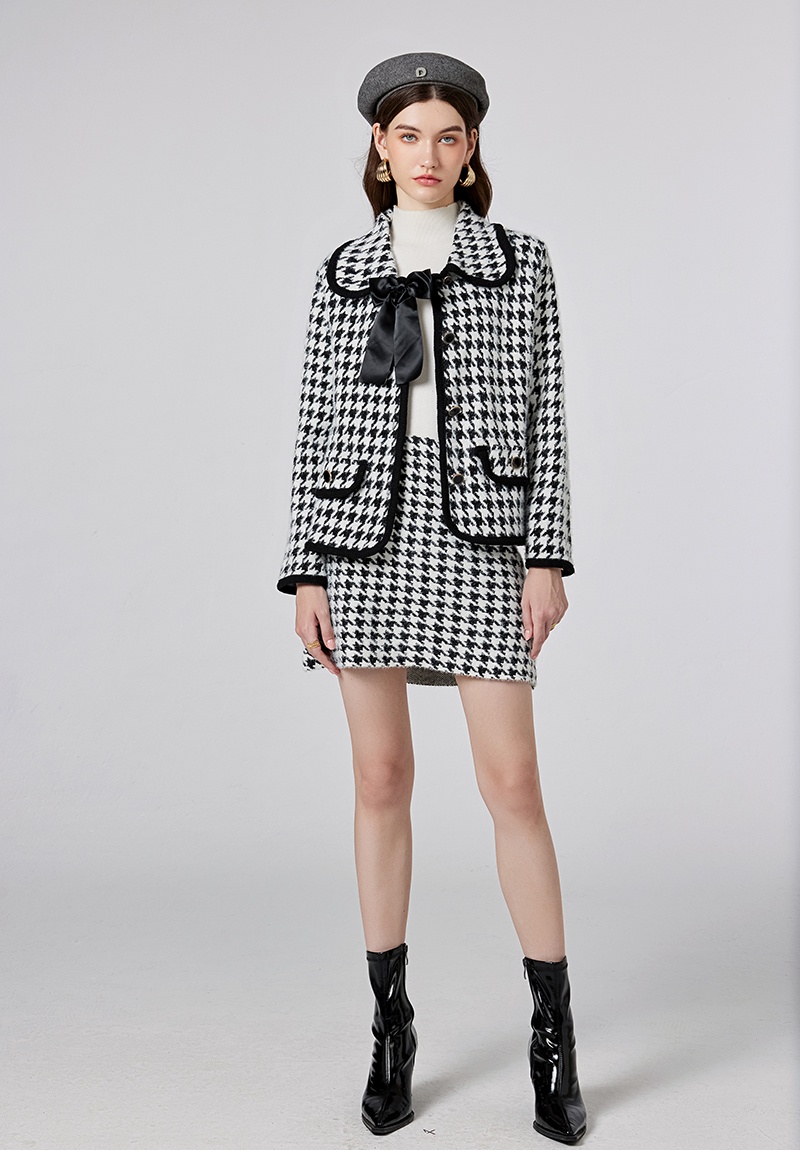 Chanelstyle classic coat small lapel skirt 2pcs set