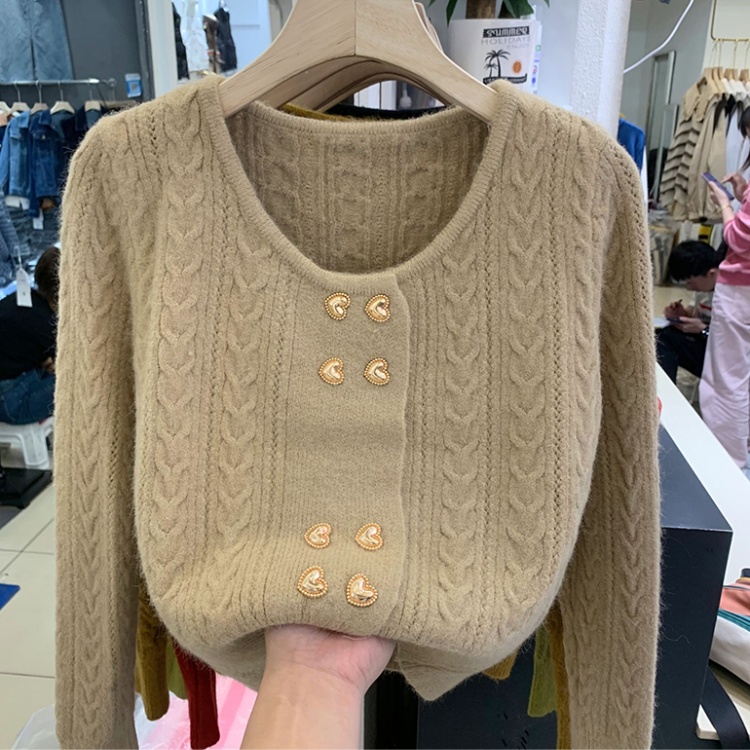 Autumn and winter knitted cardigan long sleeve tops for women