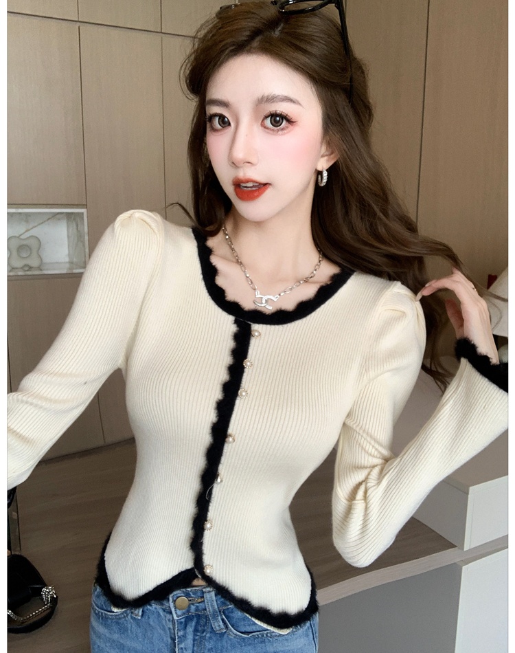 Slim splice cardigan chanelstyle irregular sweater for women