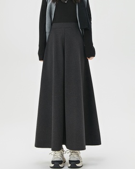 Pleated A-line long skirt woolen skirt for women