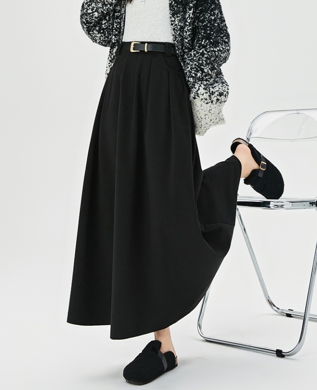 Woolen big skirt skirt pleated slim long skirt
