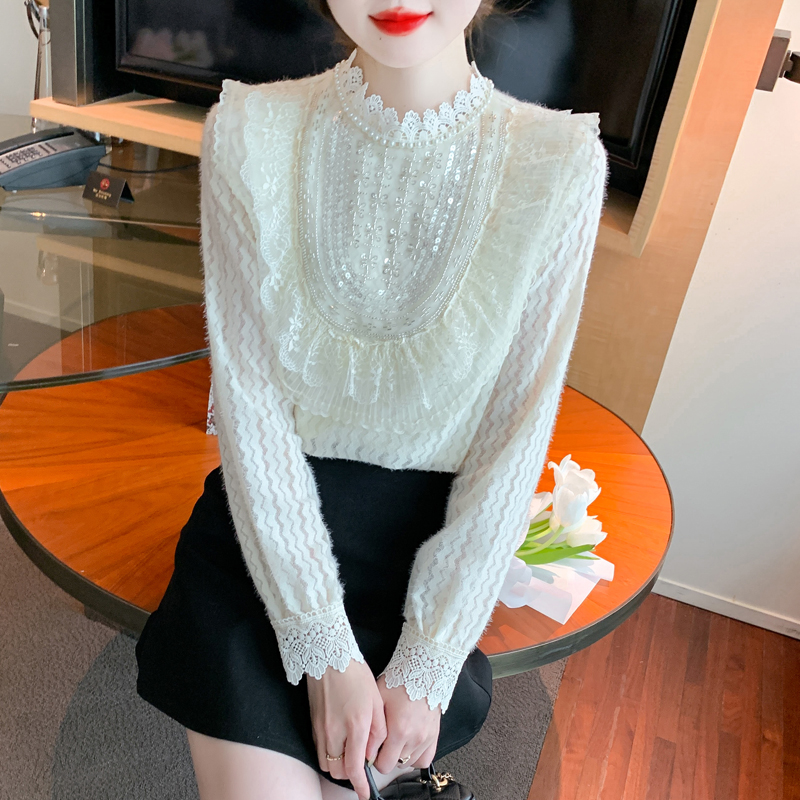 France style bottoming shirt lace tops
