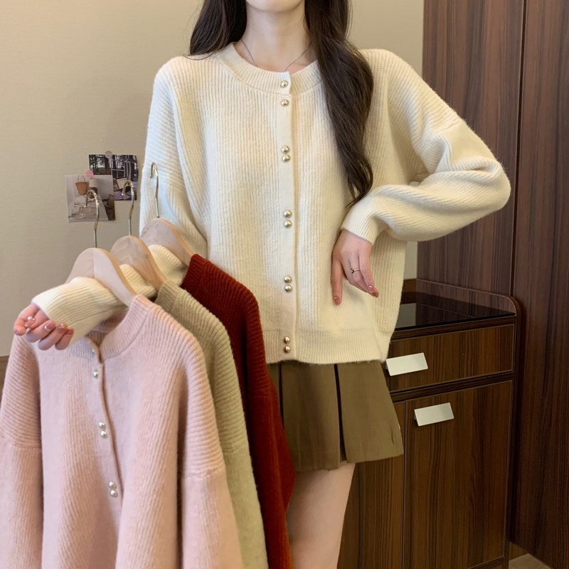 Tender loose all-match knitted thermal Korean style lazy coat