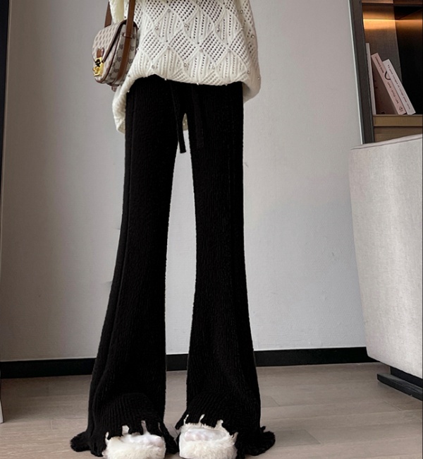 Drawstring pants tassels wide leg pants for women