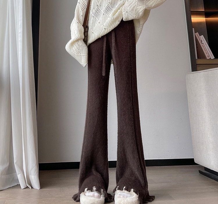 Drawstring pants tassels wide leg pants for women