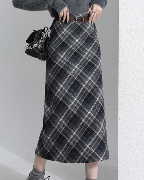 Woolen A-line skirt high waist long skirt for women