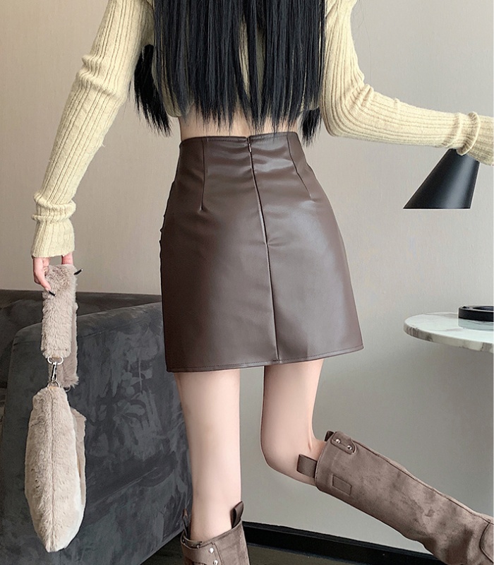 Autumn and winter skirt leather skirt for women