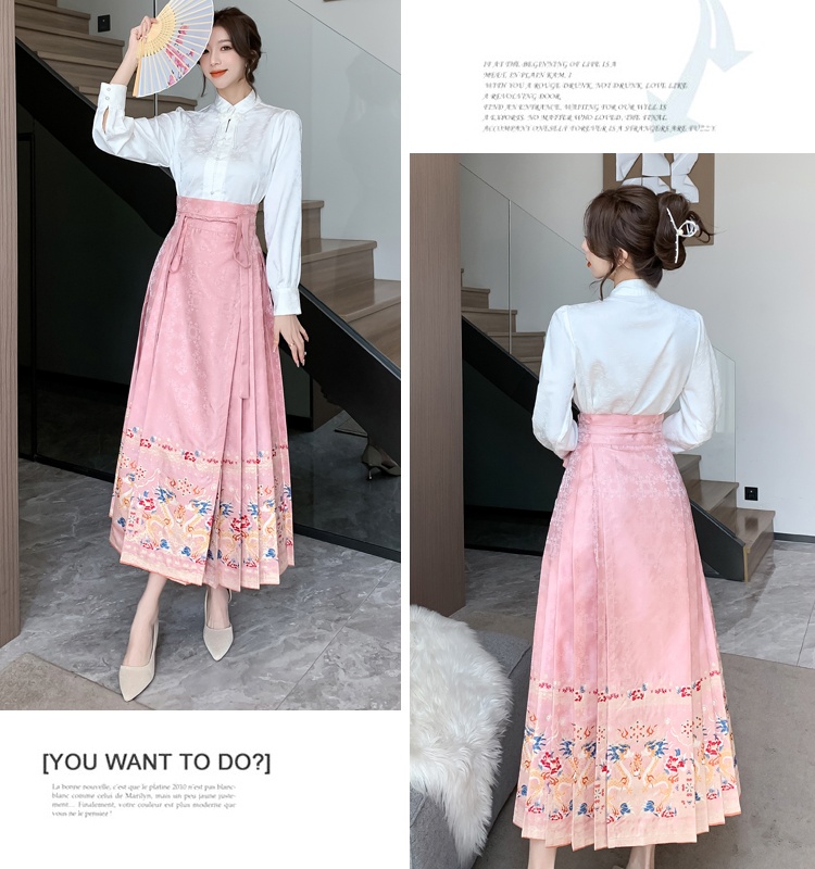 Chinese style embroidery skirt a set for women