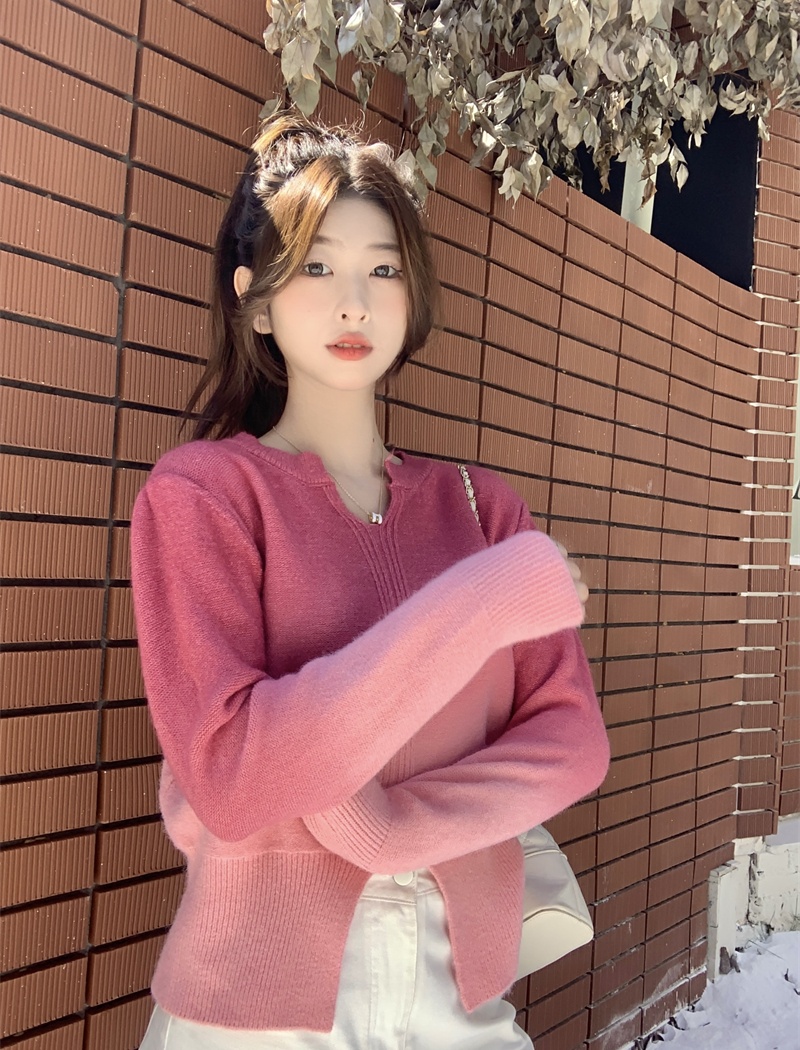 Gradient autumn and winter tops pullover mixed colors sweater