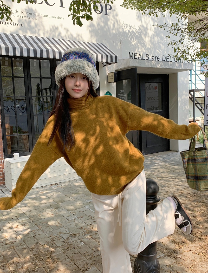 Lazy all-match tops winter loose sweater for women