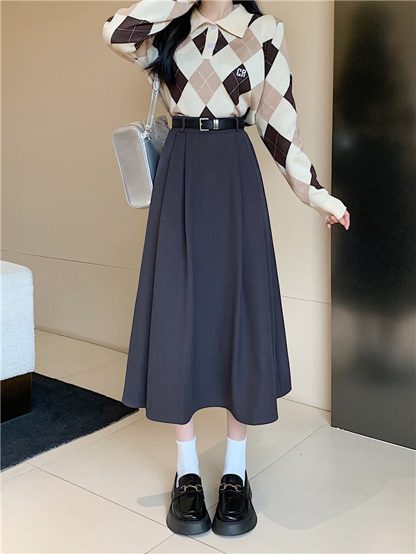 Long large yard business suit pleated long skirt
