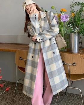 Hepburn style thick overcoat long woolen coat