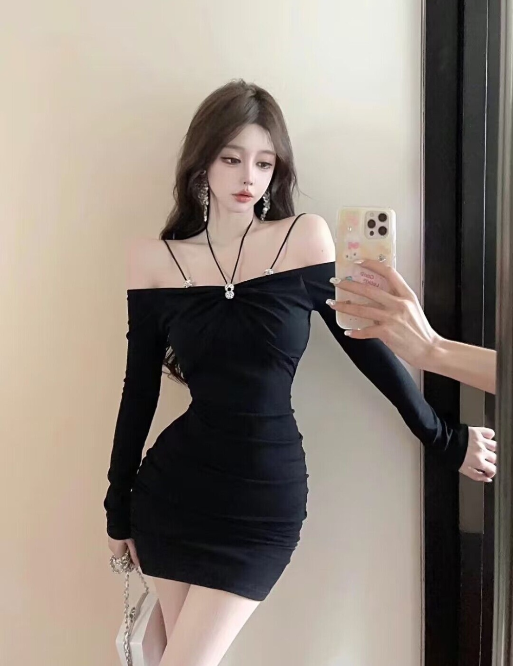 Ladies autumn and winter halter dress bar sexy T-back