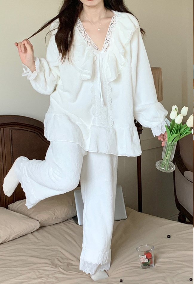 Coral velvet court style sexy pure thick pajamas for women