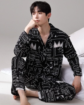 Homewear simple pajamas lapel Casual cardigan for men