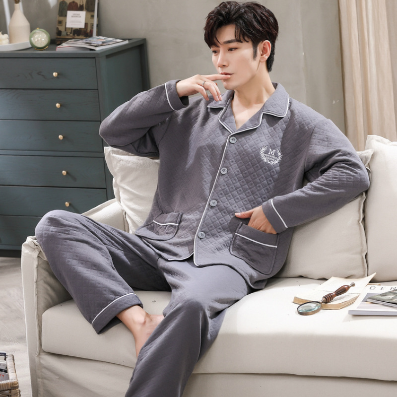 Cotton wears outside middle-aged thick pajamas a set for men