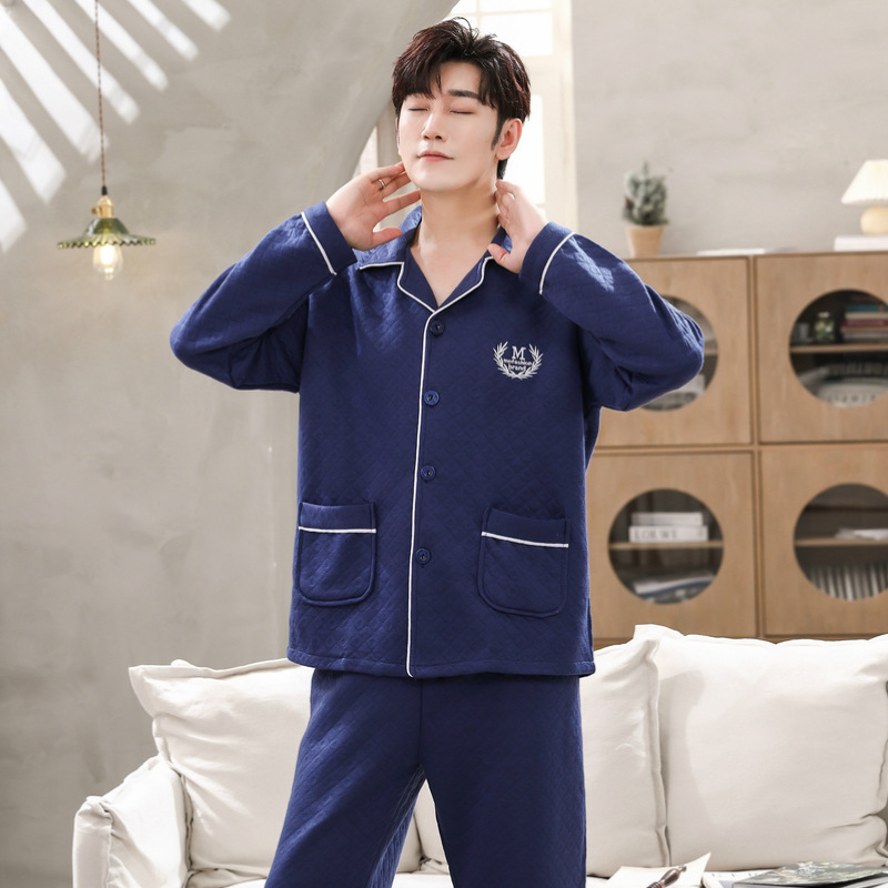 Cotton wears outside middle-aged thick pajamas a set for men