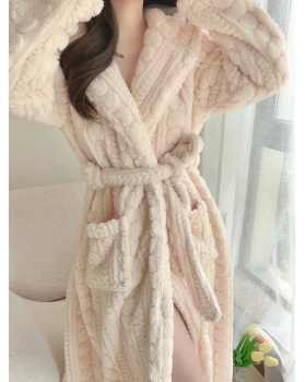 Coral velvet long nightgown autumn and winter pajamas for women