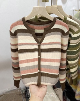 Pullover bottoming shirt stripe sweater
