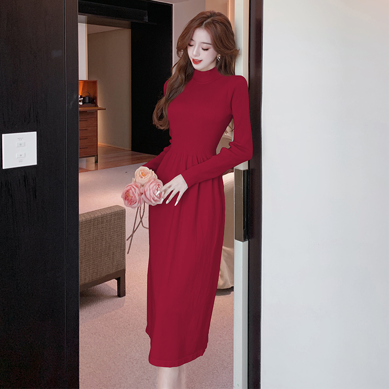 Knitted sweater dress France style dress for women