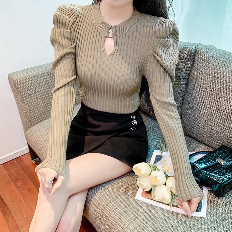Slim long sleeve Chinese style tender sweater